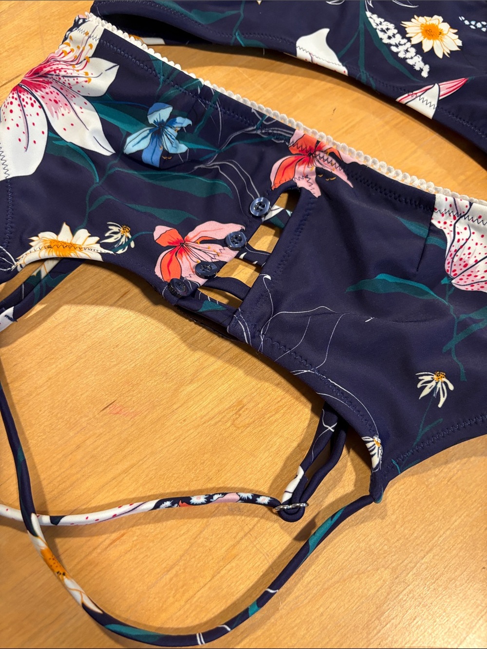 Cupshe Navy Floral Cutout Bikini Set - Picture 2 of 9
